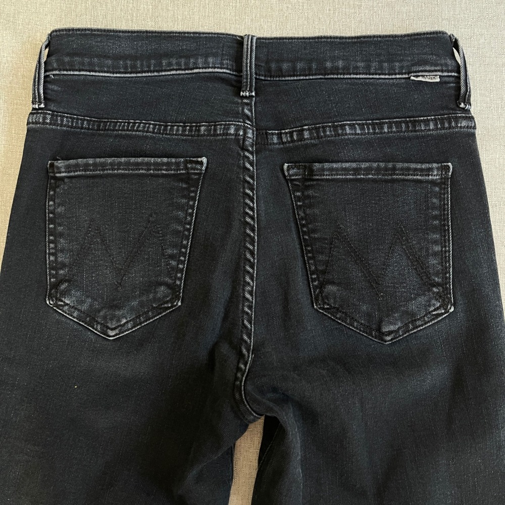 Mother Insider Crop Step Fray Hem Night In Paris Jeans Women 26 Black High Rise - Picture 15 of 16